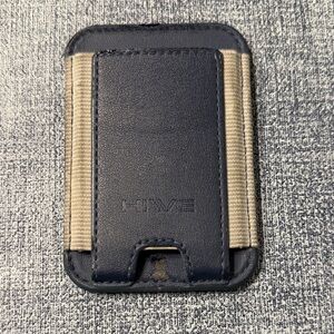 HIWE Navy Leather Magnetic Wallet Card Holder with Elastic